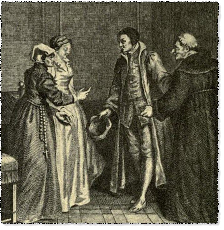 the Grey Friar Introducing his Comrade to The Lady and Her Daughter